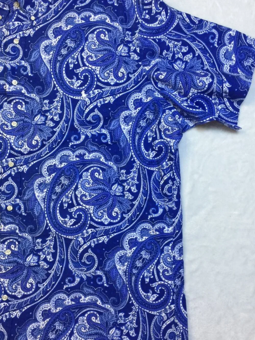 Polo Ralph Lauren Shirt 3XB Mens Big Tall Blue Paisley Short Sleeve Button Down